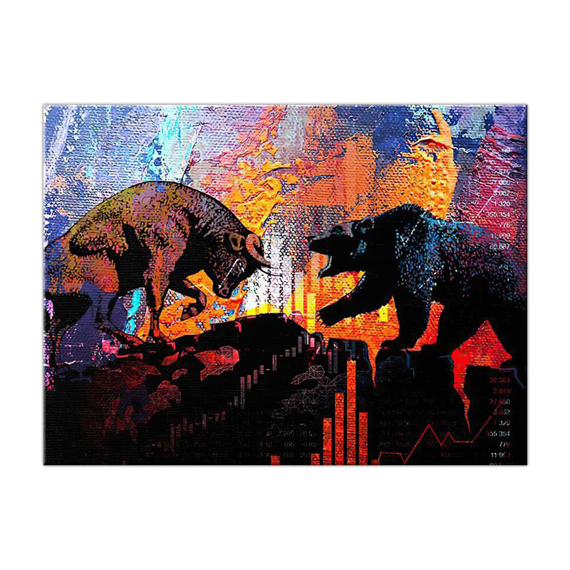 Bull And Bear Oil Colour Wall Art Poster Canvas Painting