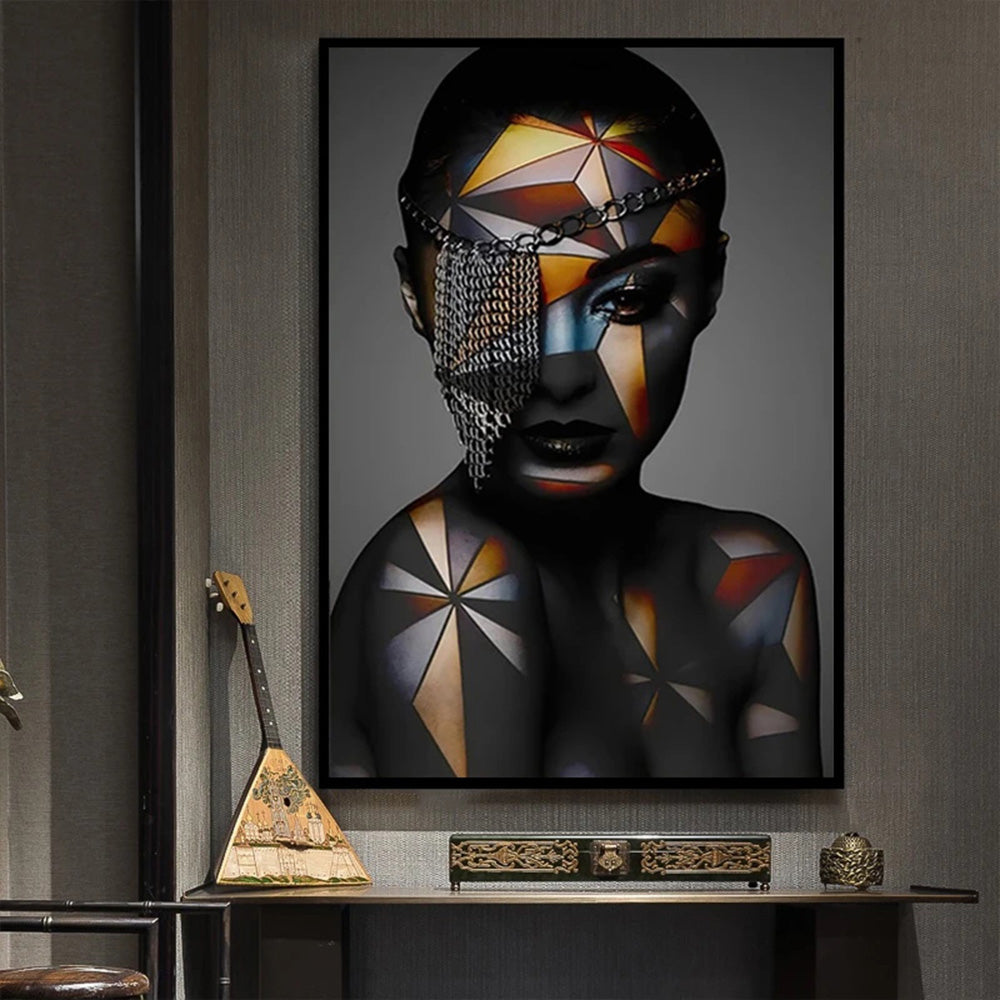 Geometric Makeup Woman Canvas Painting