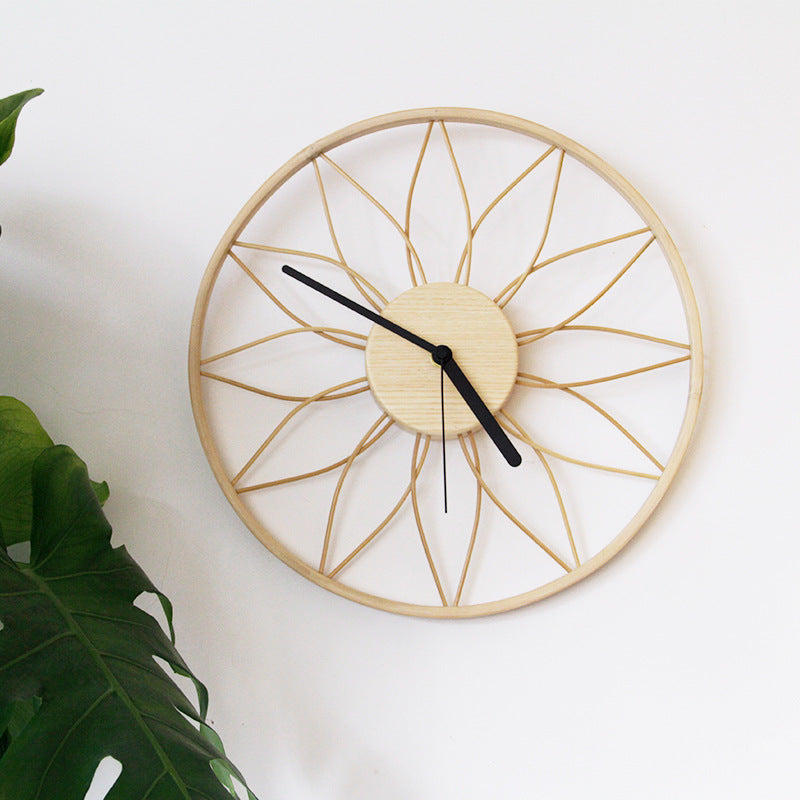 Japanese Style Wall Clock Solid Wood