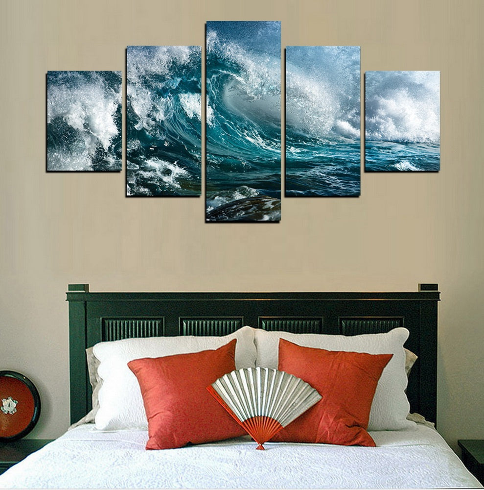 5 Piece Ocean Wave Canvas Wall art