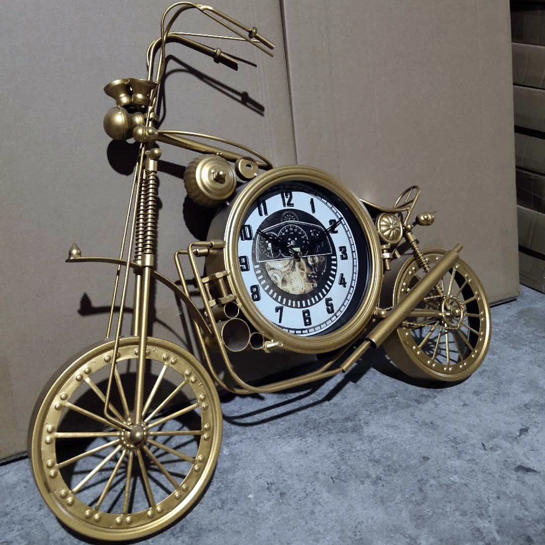 Iron Motorcycle Clock Wall Hanging Wall Decoration