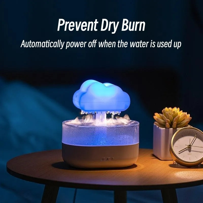 Rain Cloud Night Light Humidifier With Raining Water Drop Sound And 7 Colour Led Light Essential Oil Diffuser