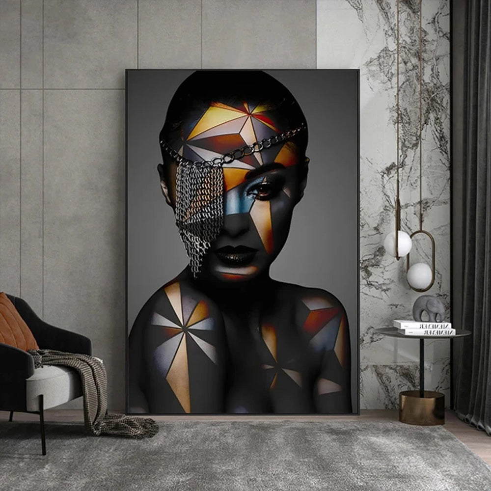 Geometric Makeup Woman Canvas Painting