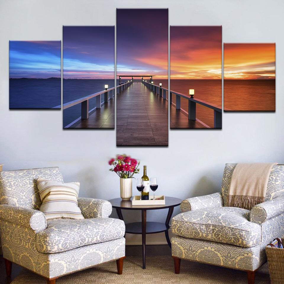 Canvas Wall art Beautiful  5 piece Sunset  and sea,