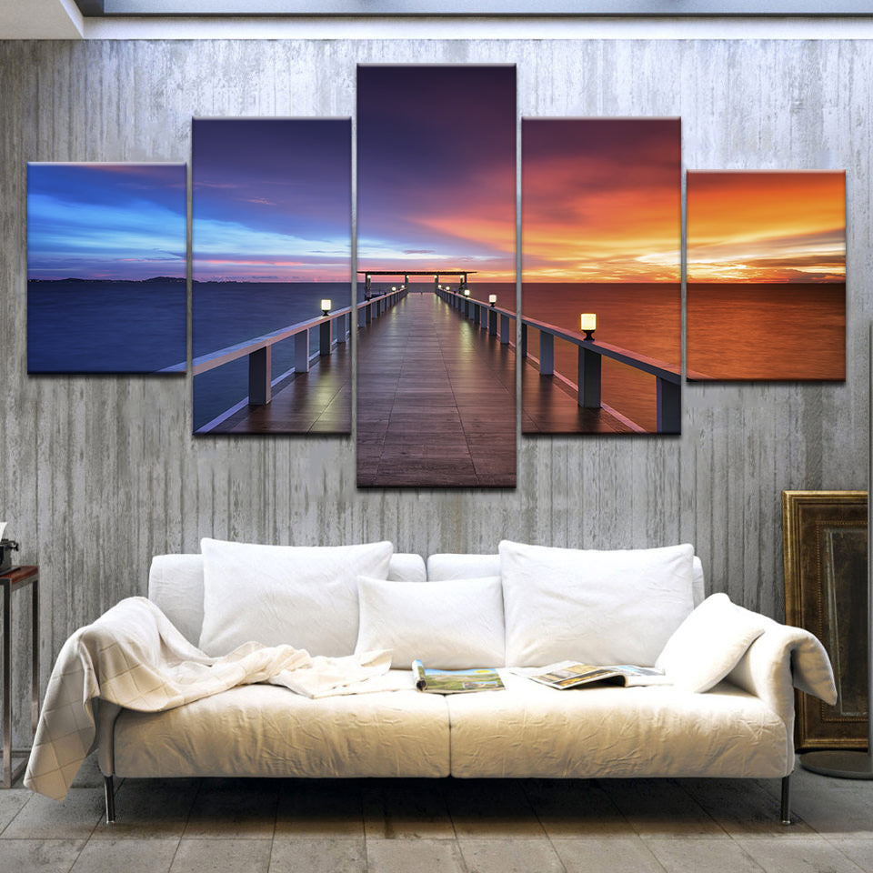 Canvas Wall art Beautiful  5 piece Sunset  and sea,