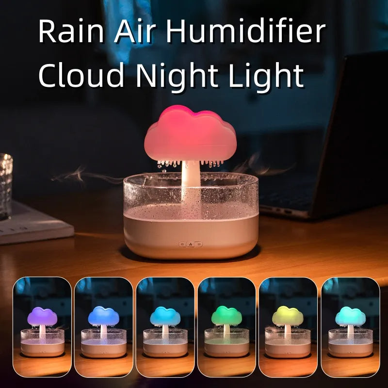 Rain Cloud Night Light Humidifier With Raining Water Drop Sound And 7 Colour Led Light Essential Oil Diffuser