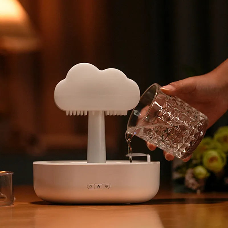 Rain Cloud Night Light Humidifier With Raining Water Drop Sound And 7 Colour Led Light Essential Oil Diffuser