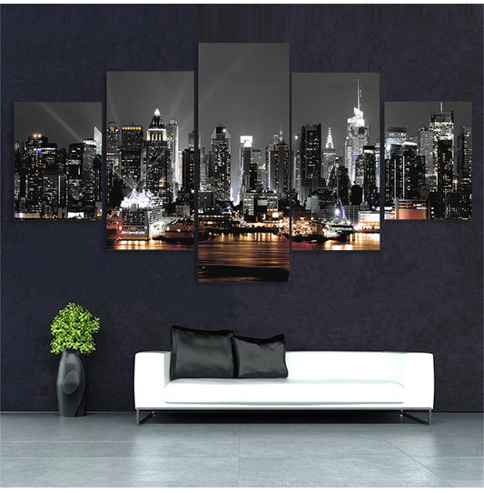 New York City skyline, 5 piece canvas wall art