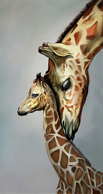 Giraffe Canvas Painting Family Posters