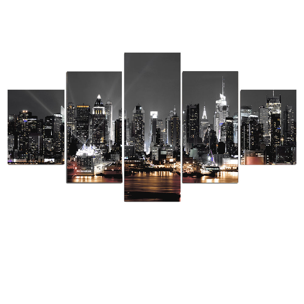 New York City skyline, 5 piece canvas wall art